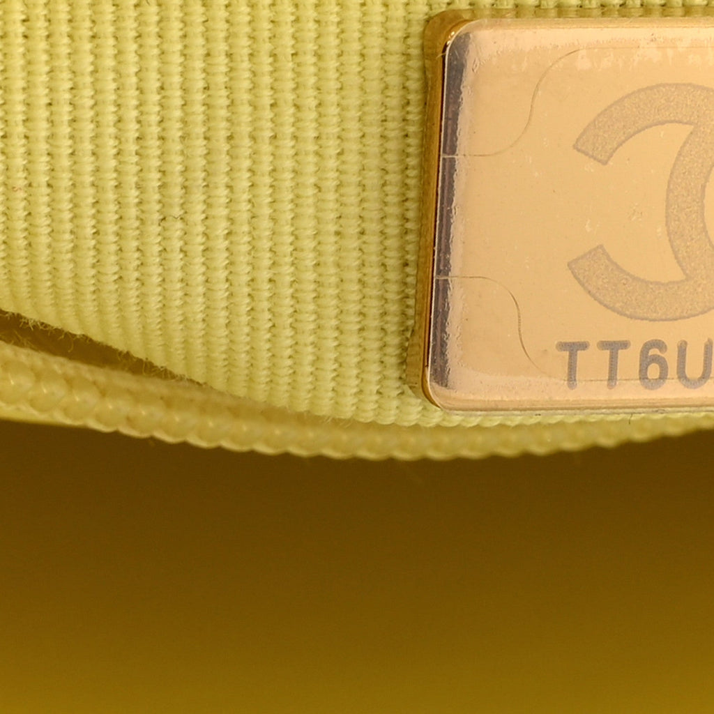 Chanel Shiny Aged Calfskin Quilted Nano Kelly Shopper Light Yellow