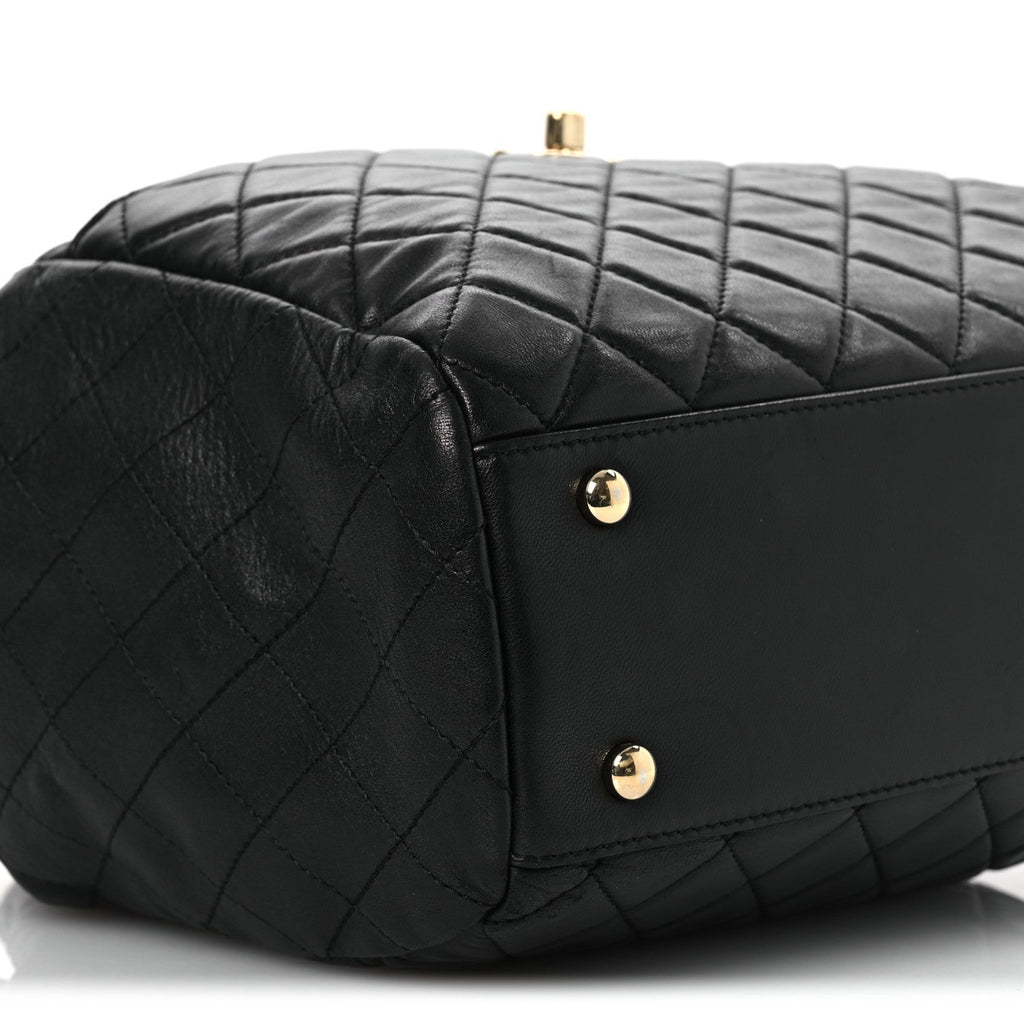 Chanel Lambskin Quilted Drawstring Bag Black