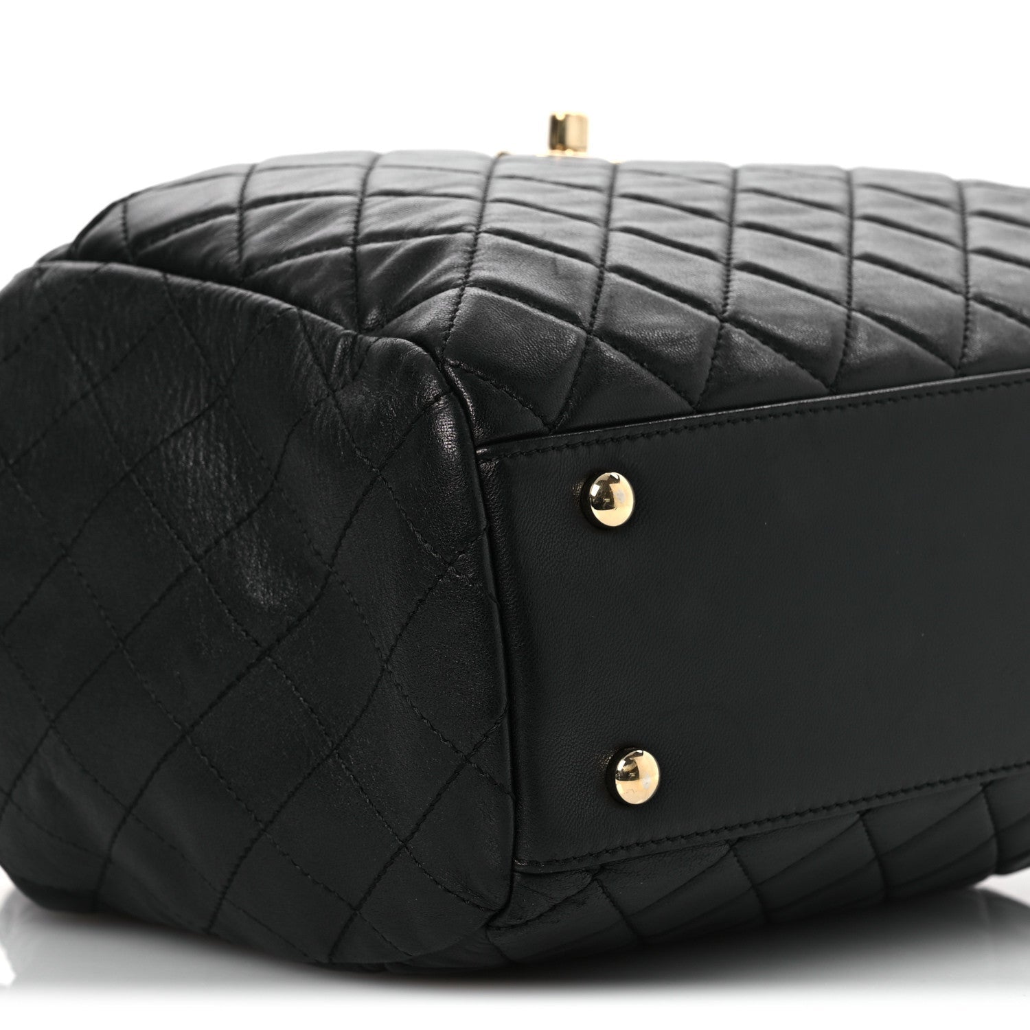 Chanel Lambskin Quilted Drawstring Bag Black