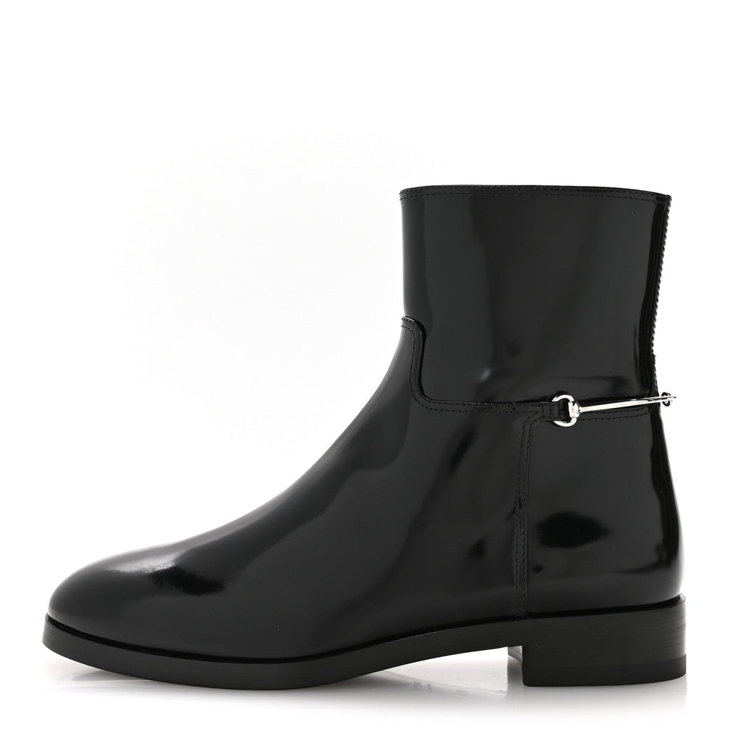 Gucci Brushed Calfskin Michelangelo Slim Horsebit Ankle Boots 39.5 Black