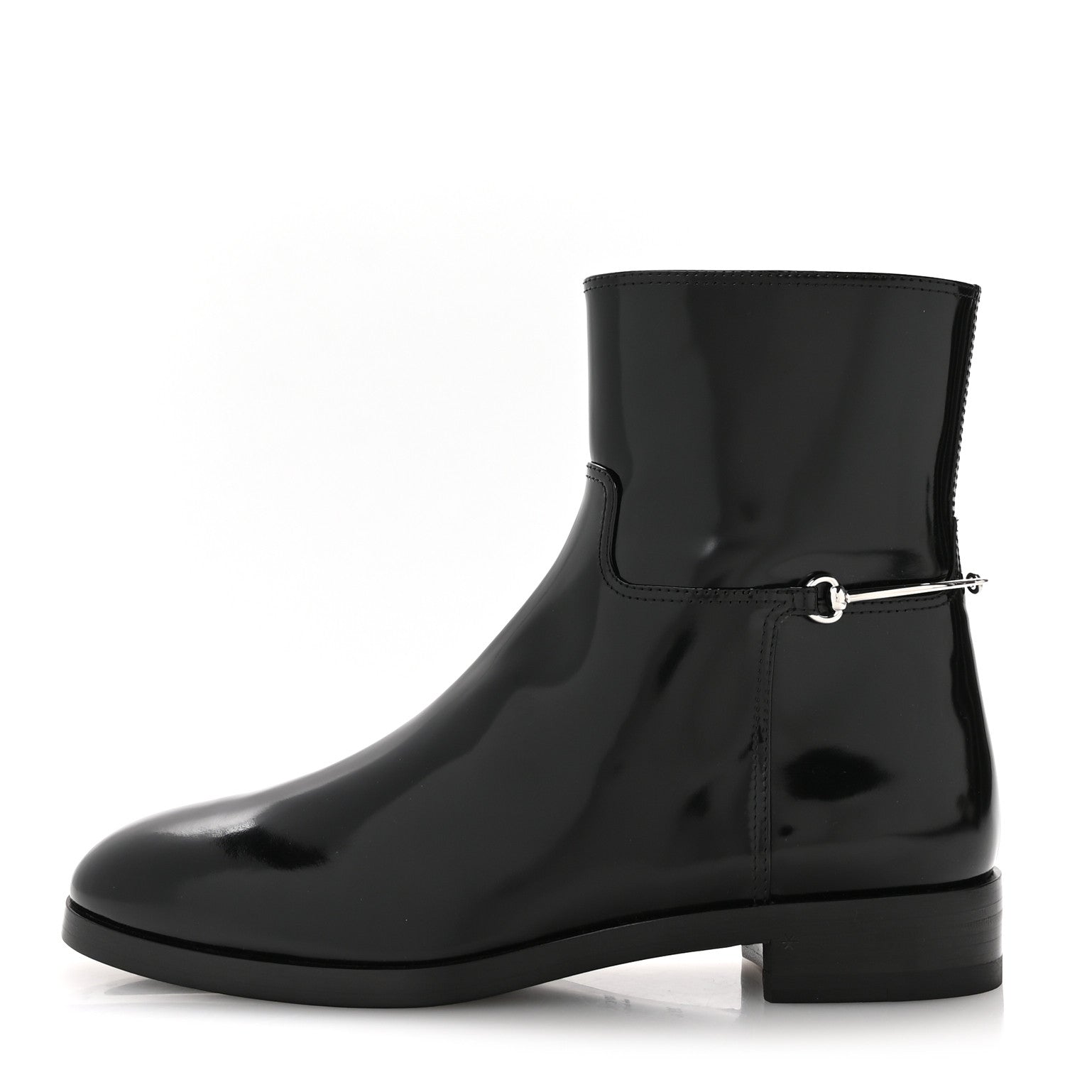 Gucci Brushed Calfskin Michelangelo Slim Horsebit Ankle Boots 39.5 Black