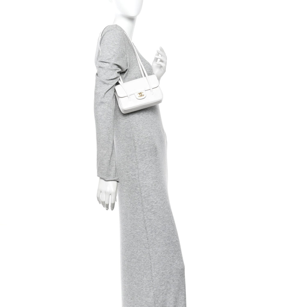 Chanel Shiny Caviar Mini Preppy Coco Shoulder Bag White