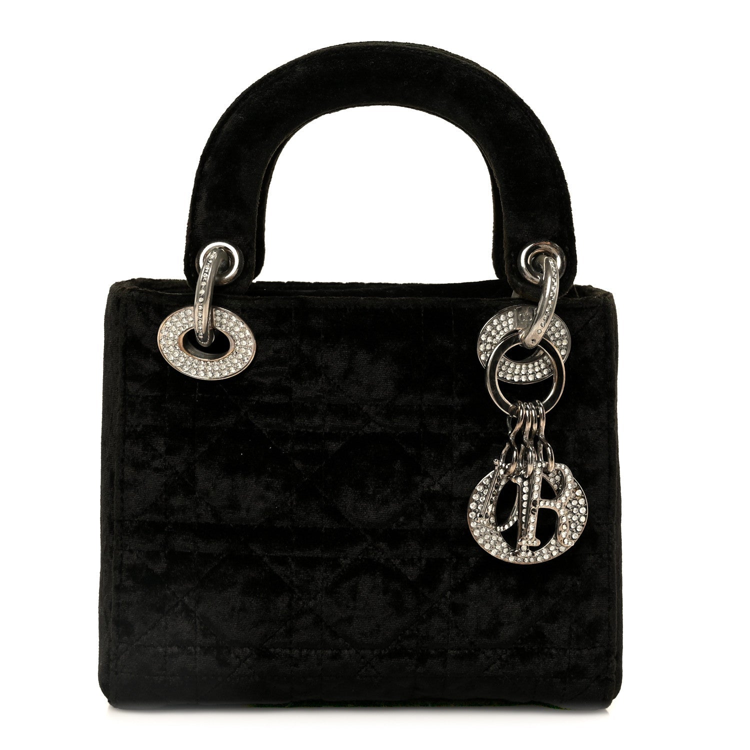 Christian Dior Velvet Crystal Mini Lady Dior Black