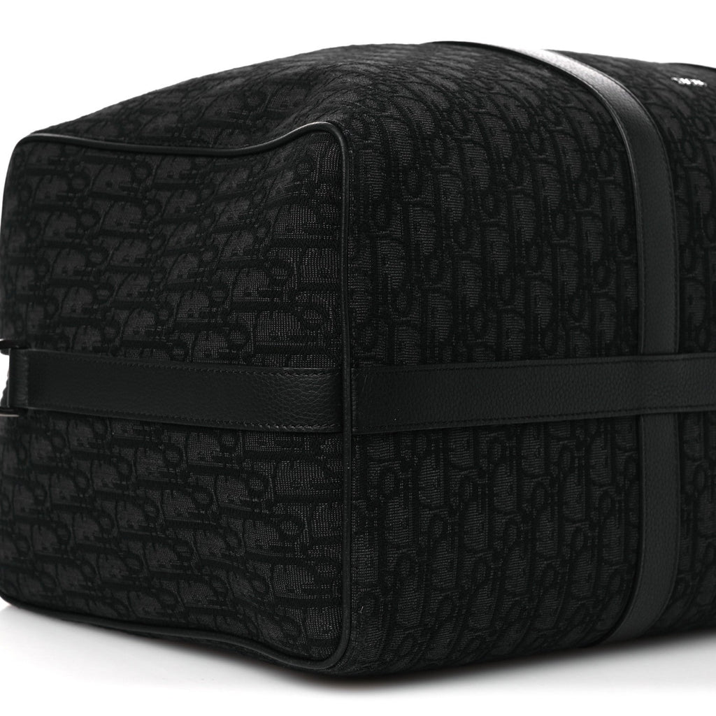 Christian Dior Oblique Jacquard Grained Calfskin Lingot 50 Black
