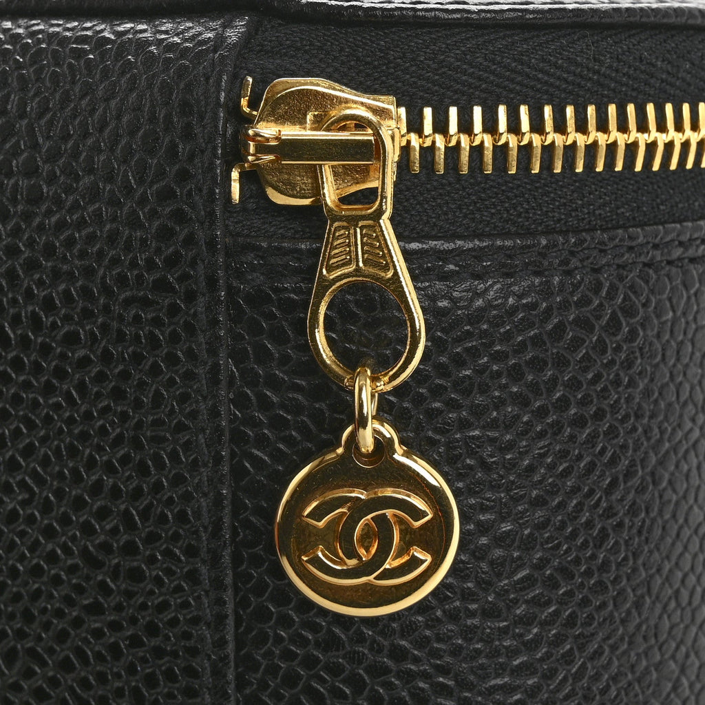 Caviar Round Jewelry Travel Case  Black