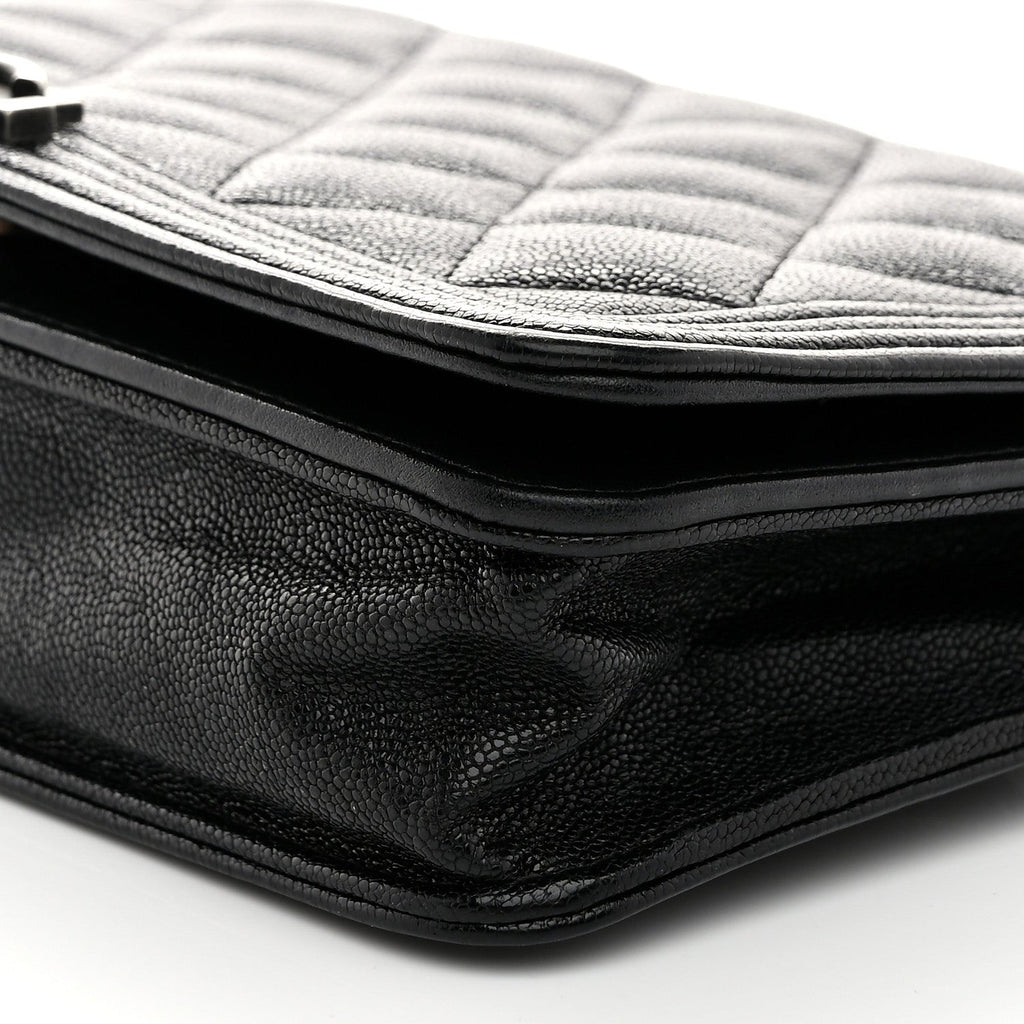 Chanel Caviar Quilted Boy Wallet On Chain WOC Black