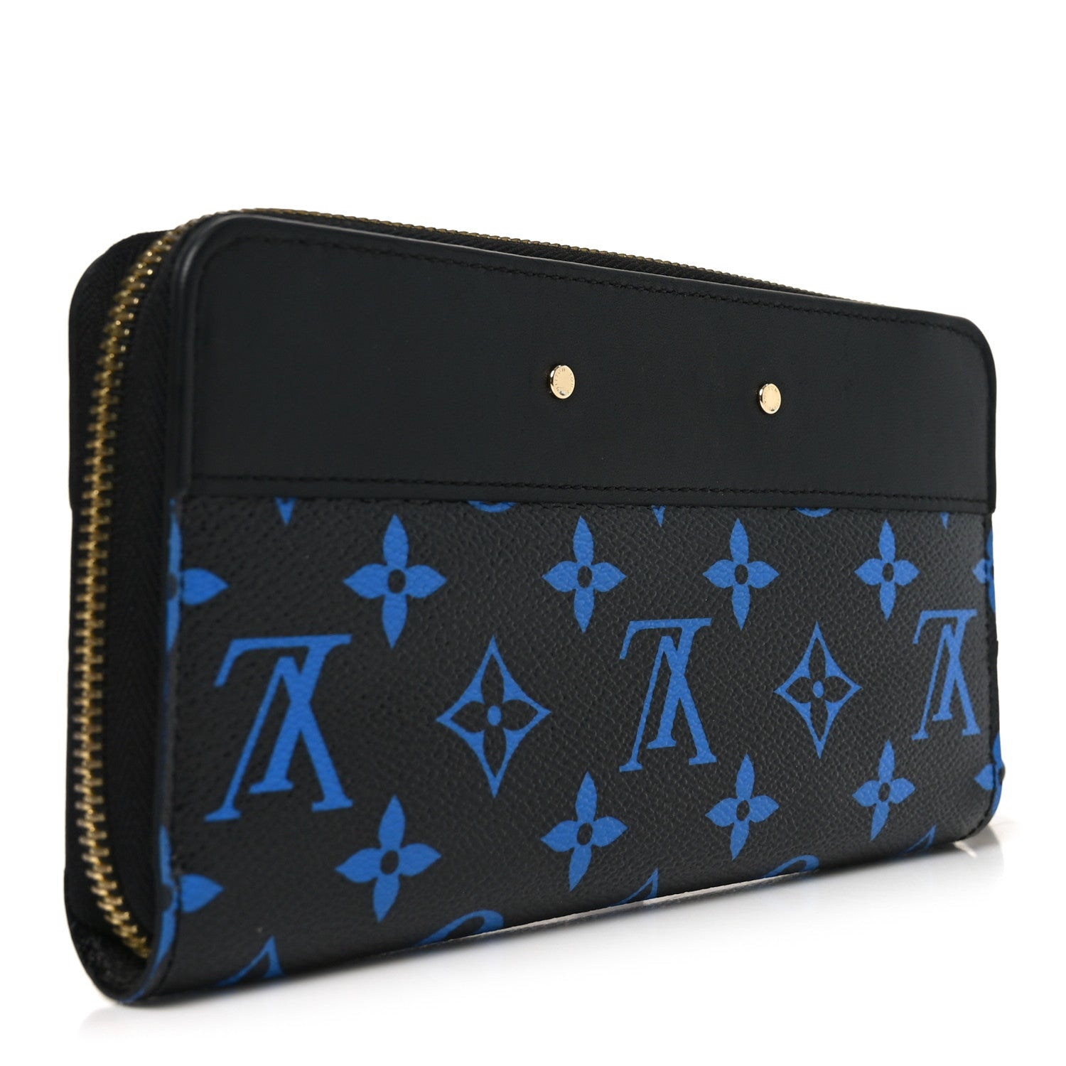 Louis Vuitton Calfskin Colored Monogram Zippy Wallet Blue Black