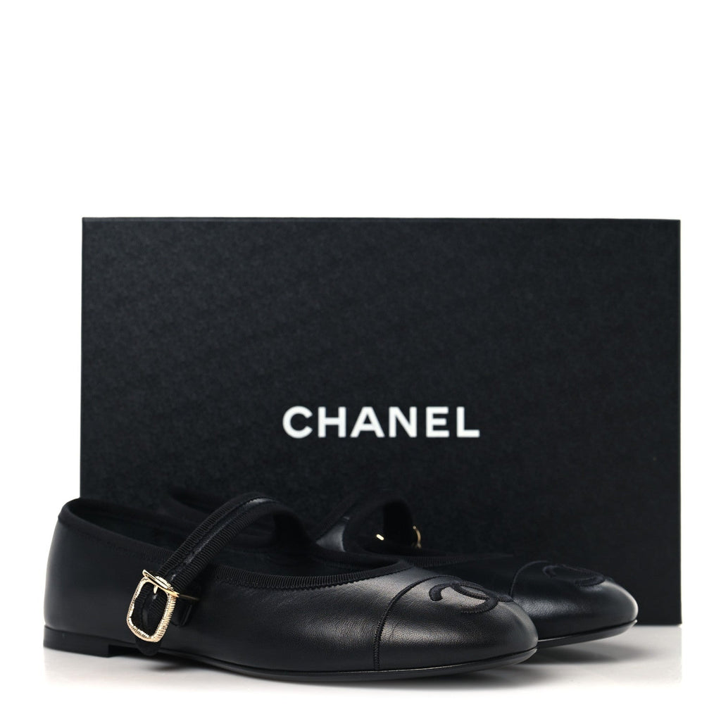 Lambskin Mary Jane Flats 37.5 Black