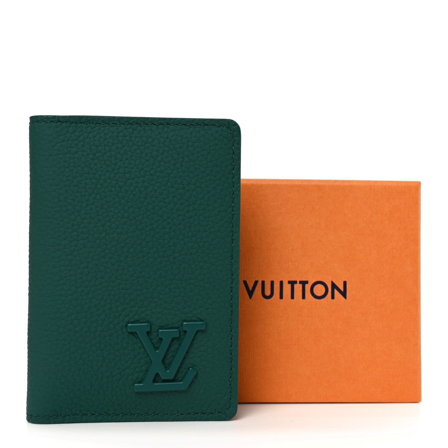 Louis Vuitton Grained Calfskin Aerogram Pocket Organizer Forest Green