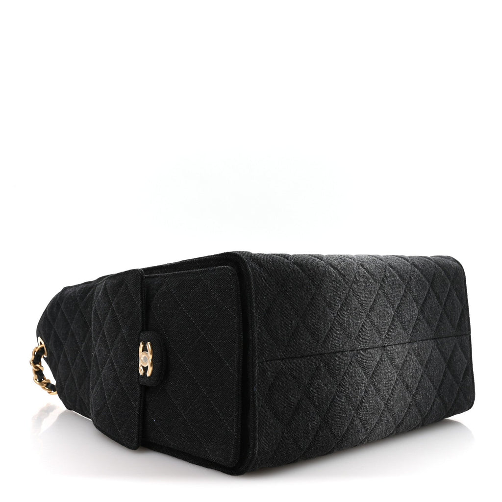 Chanel Washed Denim Quilted Medium Chanel 25 Handbag Black