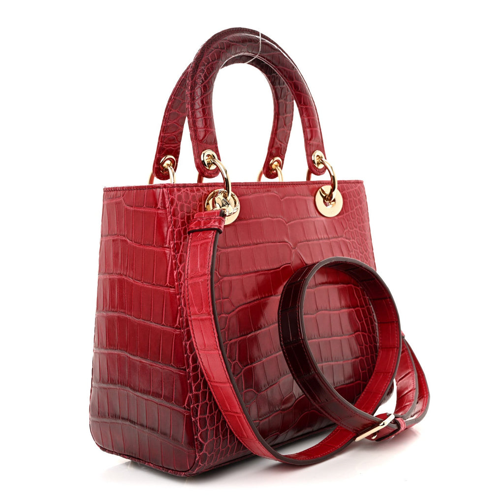 Christian Dior Alligator Gradient Medium Lady Dior Red