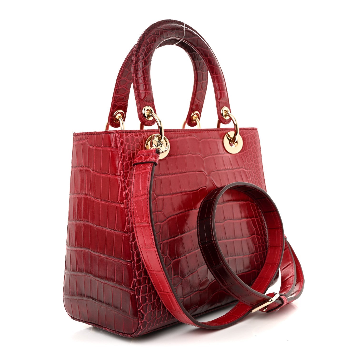 Christian Dior Alligator Gradient Medium Lady Dior Red