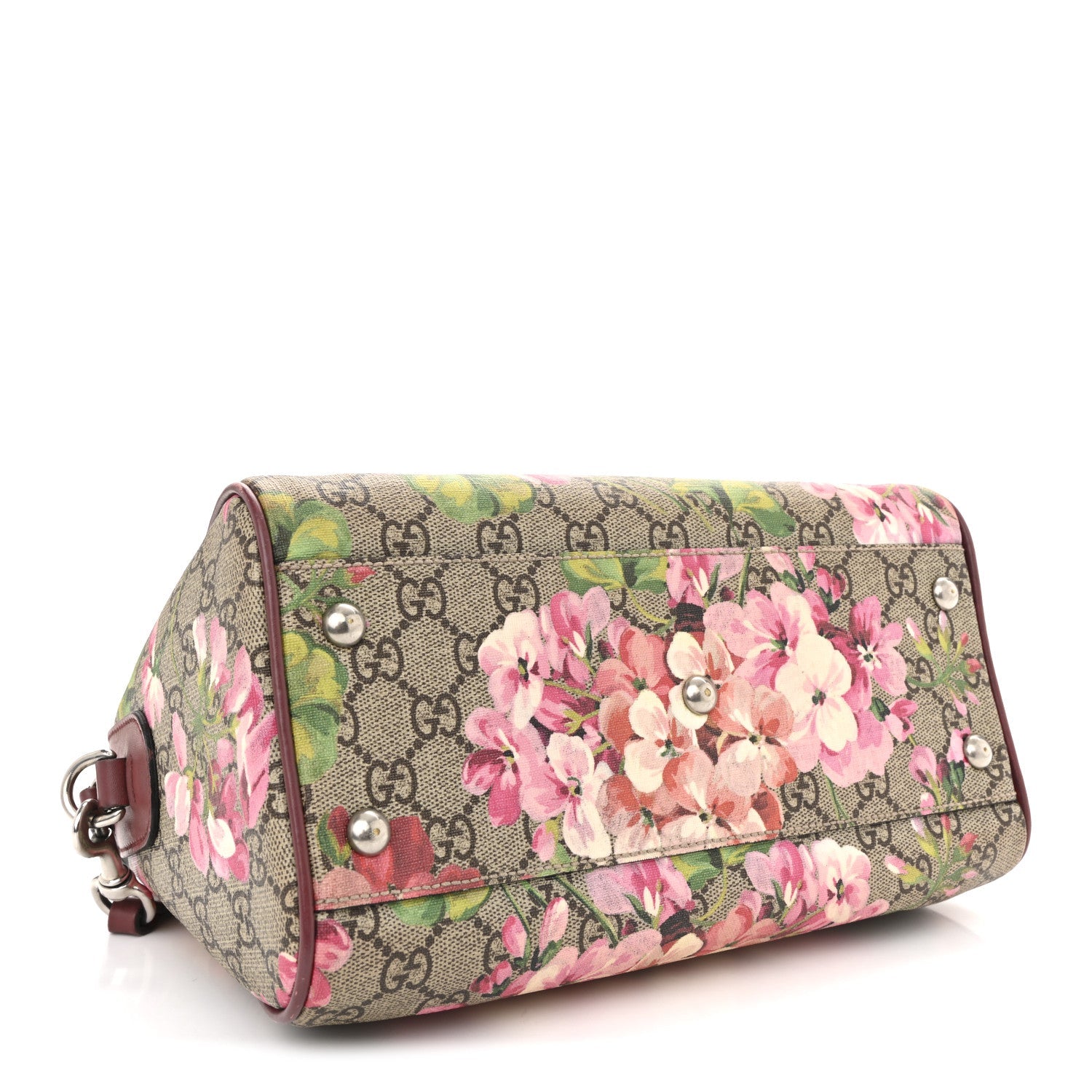 Gucci GG Supreme Monogram Blooms Small Boston Beige Multicolor Dry Rose