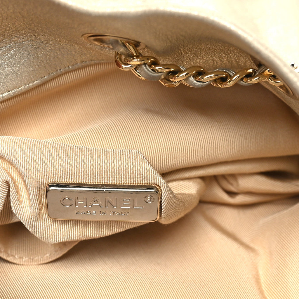 Chanel Metallic Lambskin Quilted Small In Seoul Backpack Light Gold