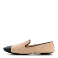 Lambskin Quilted Cap Toe Slipper With Pouch 39 Beige Black