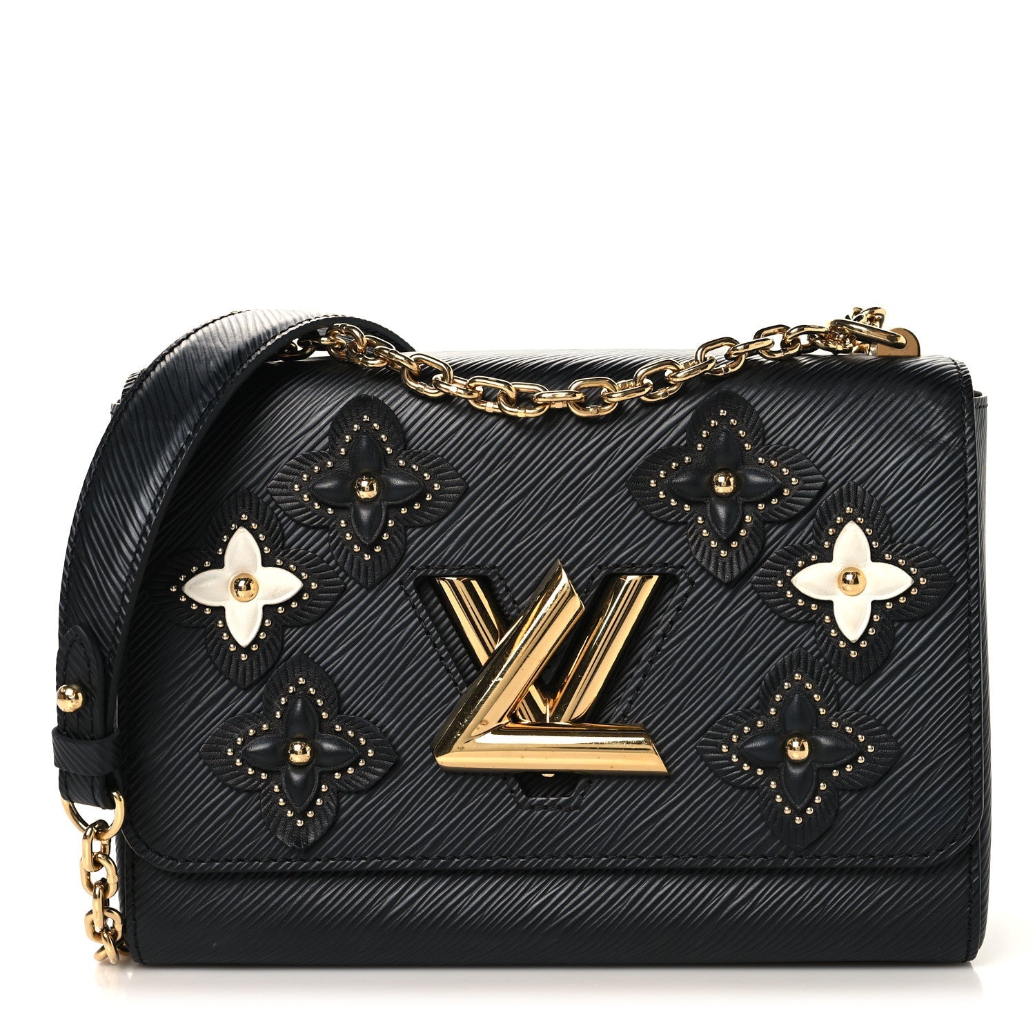 Louis Vuitton Epi Flowers Twist Shoulder Bag MM  Black