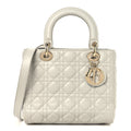 Christian Dior Lambskin Cannage Medium Lady Dior Grey