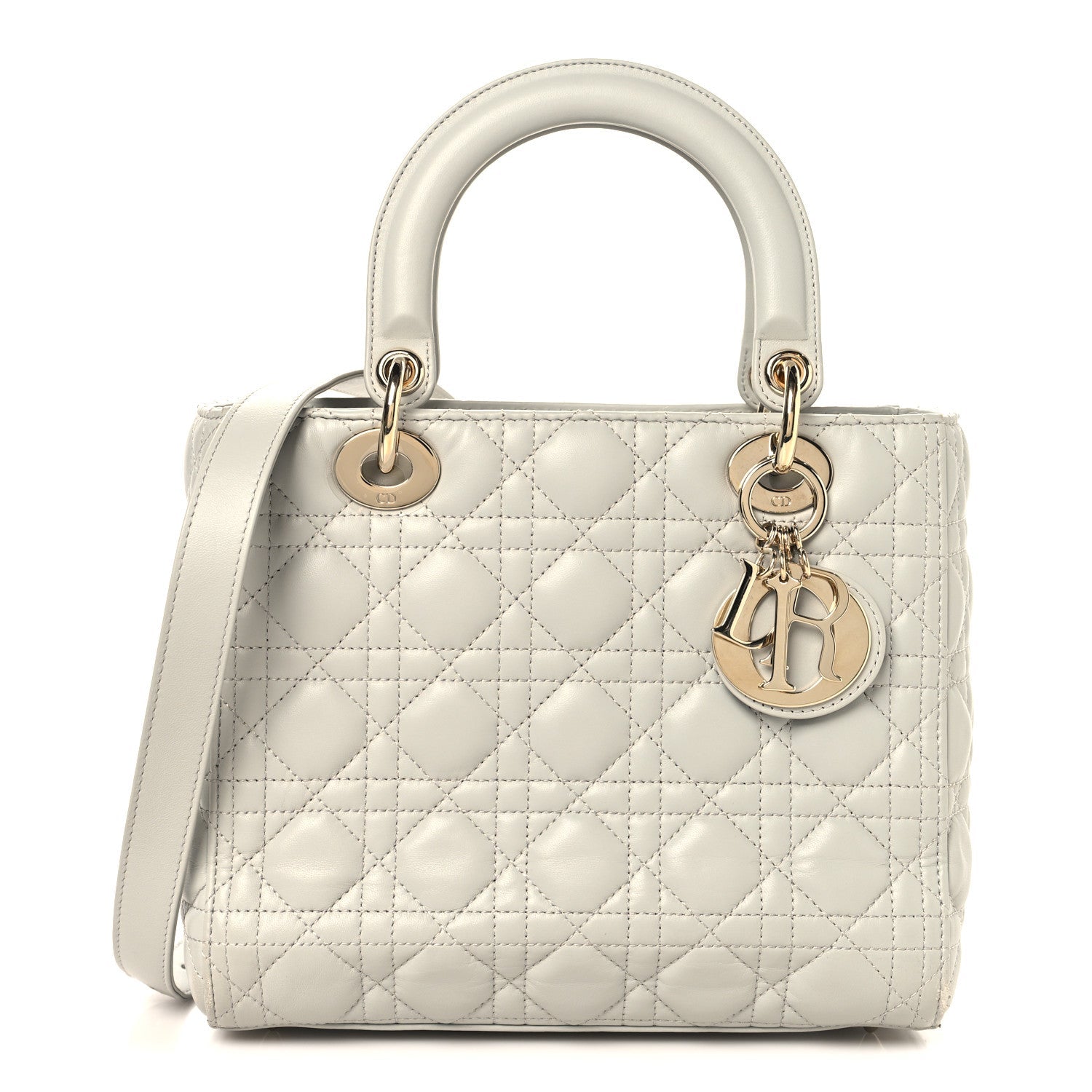 Christian Dior Lambskin Cannage Medium Lady Dior Grey