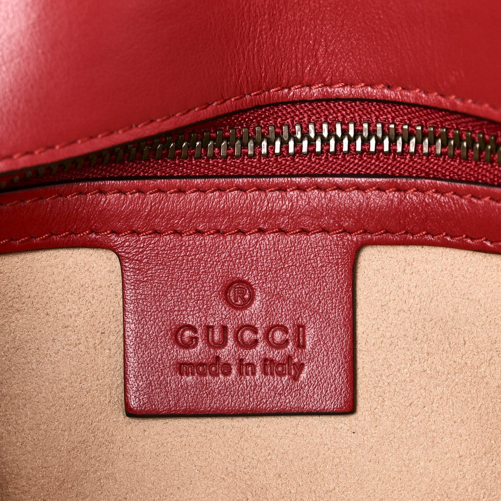 Gucci Calfskin Matelasse Small GG Marmont Shoulder Bag Hibiscus Red