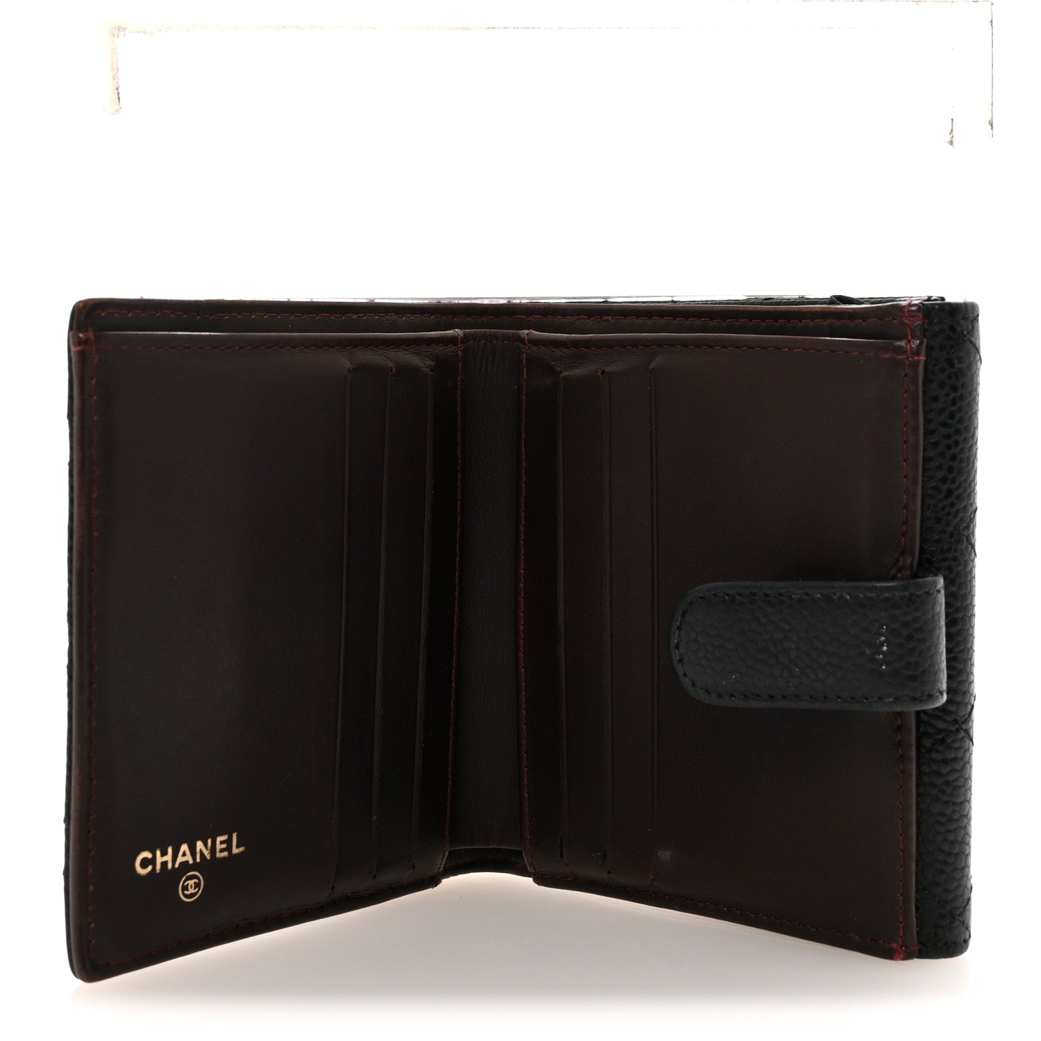 Caviar Quilted Compact French Flap Wallet Black
