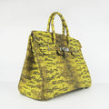 Hermes Birkin 30cm Lizard Pattern Handbag 6088 Yellow/Silver