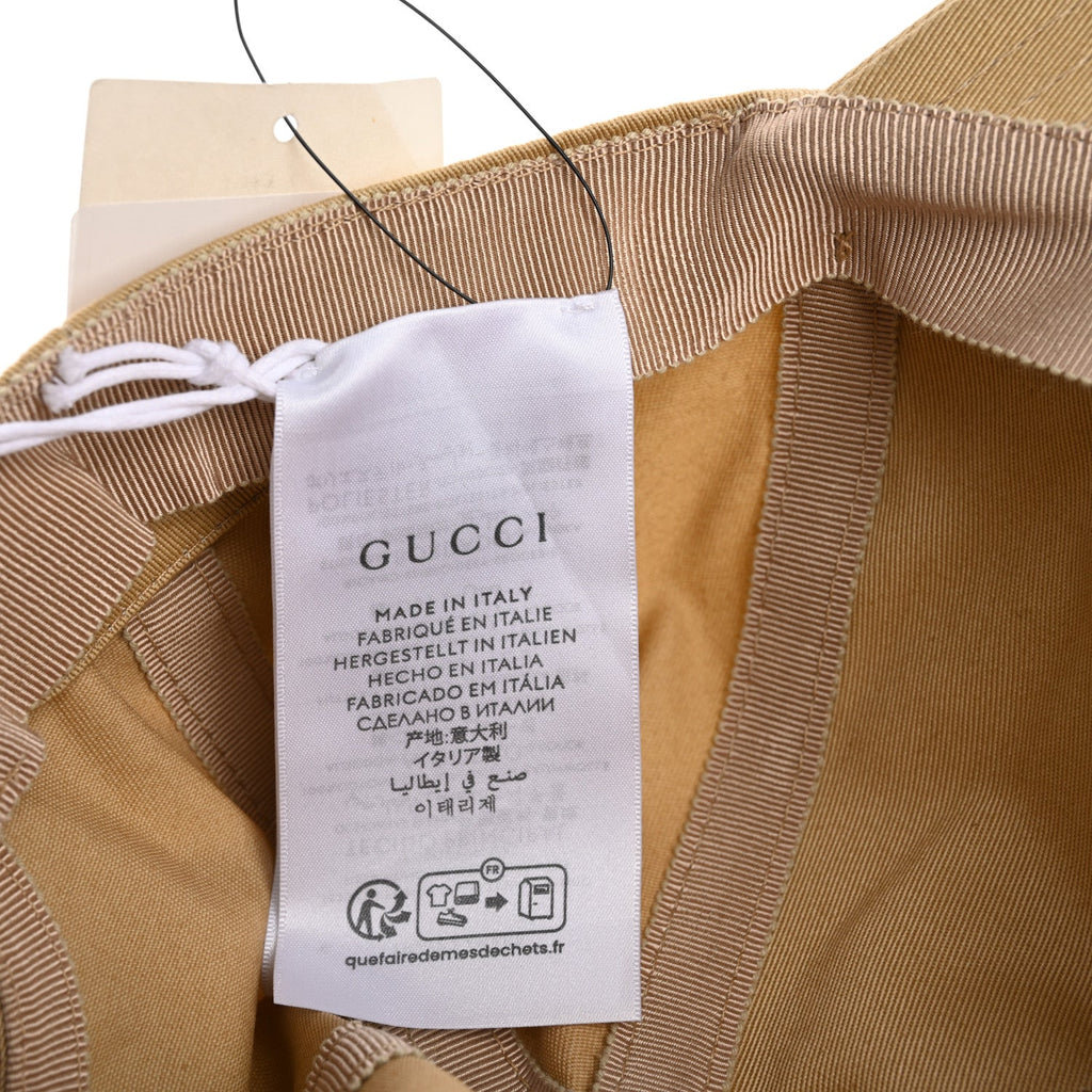 Gucci Cotton Logo Script Baseball Hat L Camel