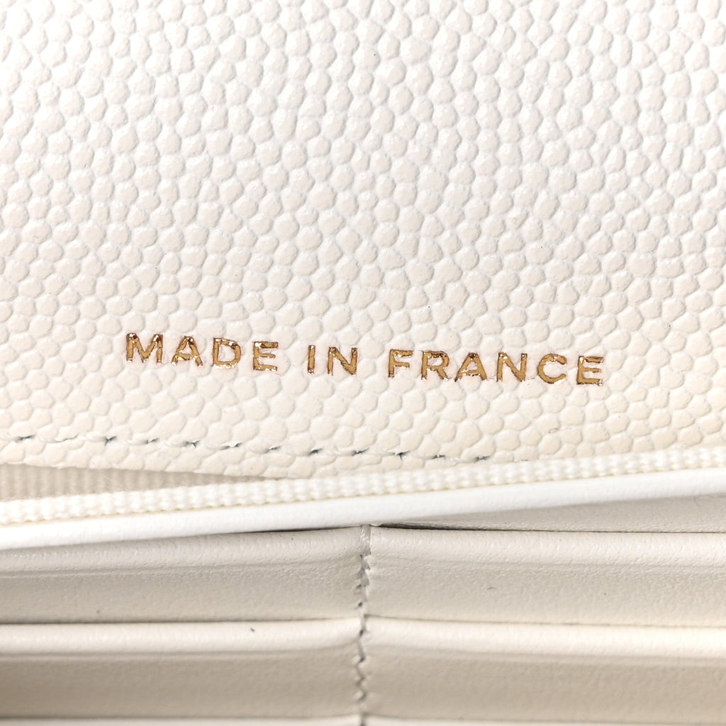 Caviar Quilted Large Gusset Flap Wallet White
