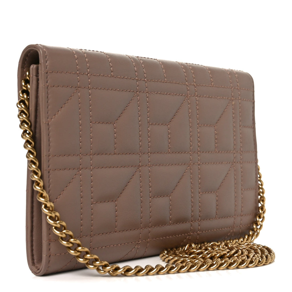 Gucci Calfskin Matelasse Mini Pearly GG Marmont Chain Wallet Porcelain Rose