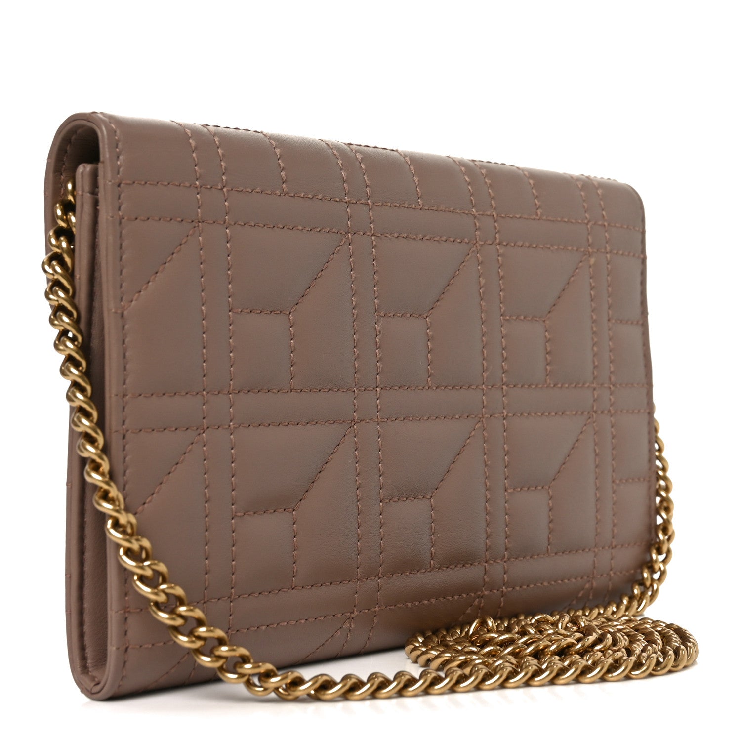 Gucci Calfskin Matelasse Mini Pearly GG Marmont Chain Wallet Porcelain Rose