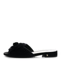 Chanel Velvet Pearl Camellia Slide Sandals 37 Black