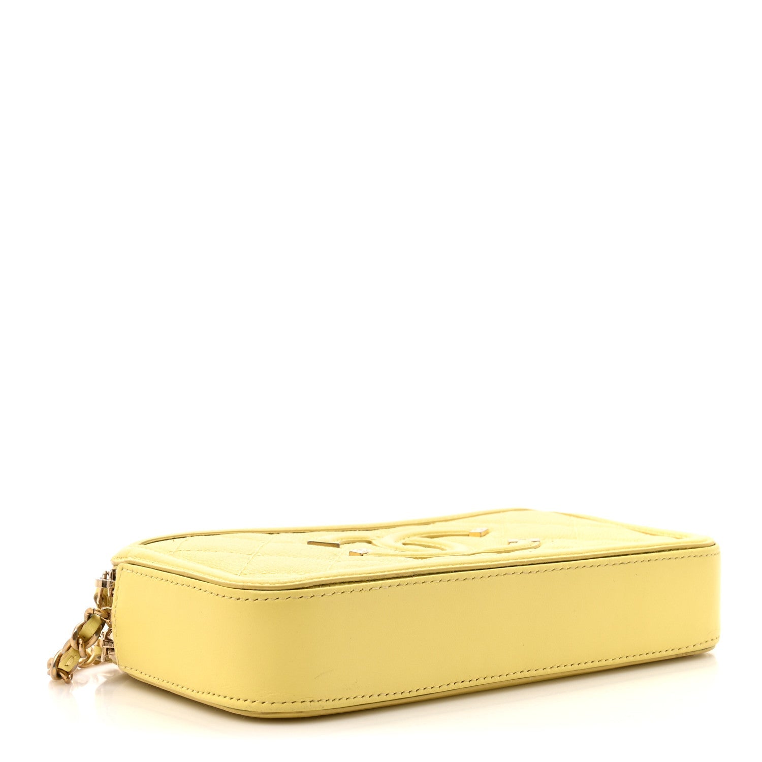 Chanel Caviar Quilted CC Filigree Clutch With Chain Yellow
