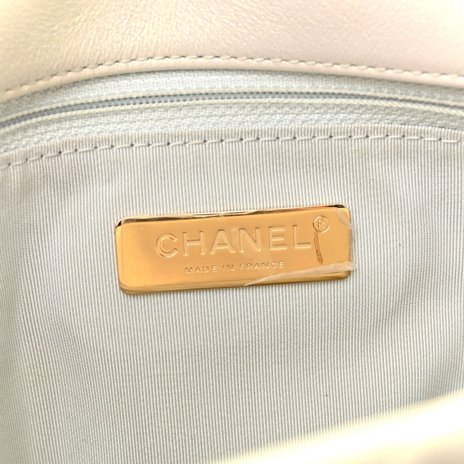 Chanel Iridescent Calfskin Quilted Large Chanel 19 Flap White