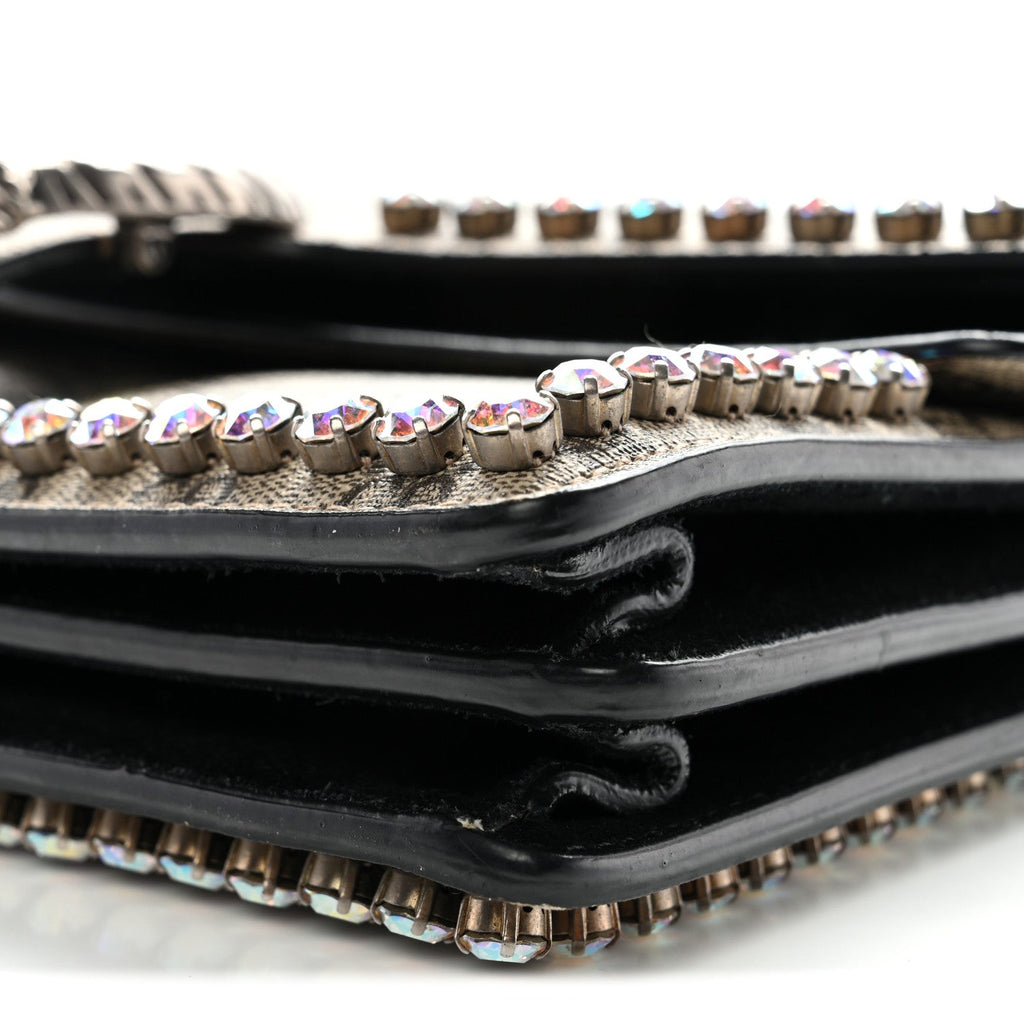 Gucci GG Supreme Monogram Crystal Small Dionysus Shoulder Bag Black