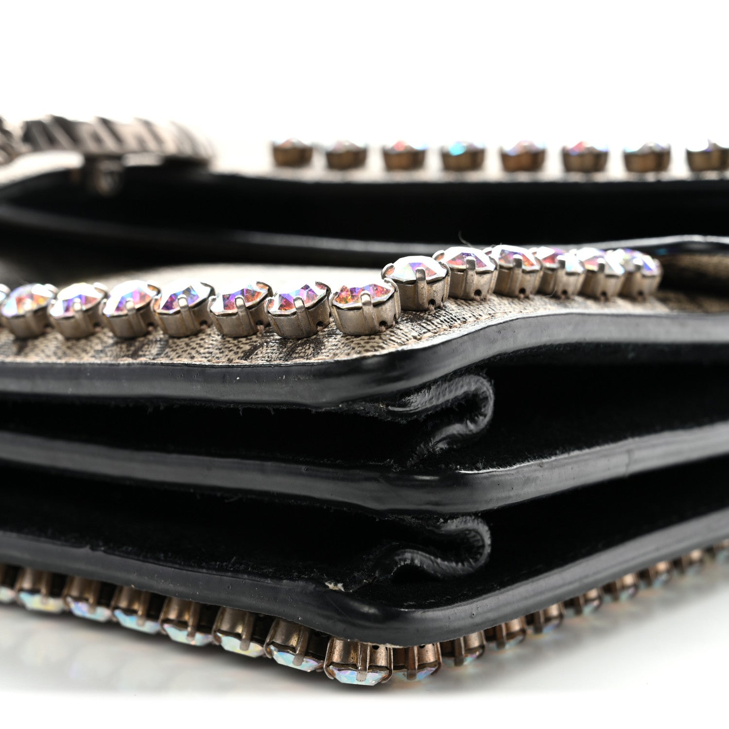 Gucci GG Supreme Monogram Crystal Small Dionysus Shoulder Bag Black