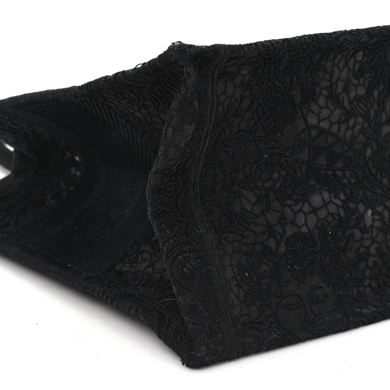 Christian Dior Canvas Embroidered Mesh Macrame Medium Toile de Jouy Soleil Book Tote Black