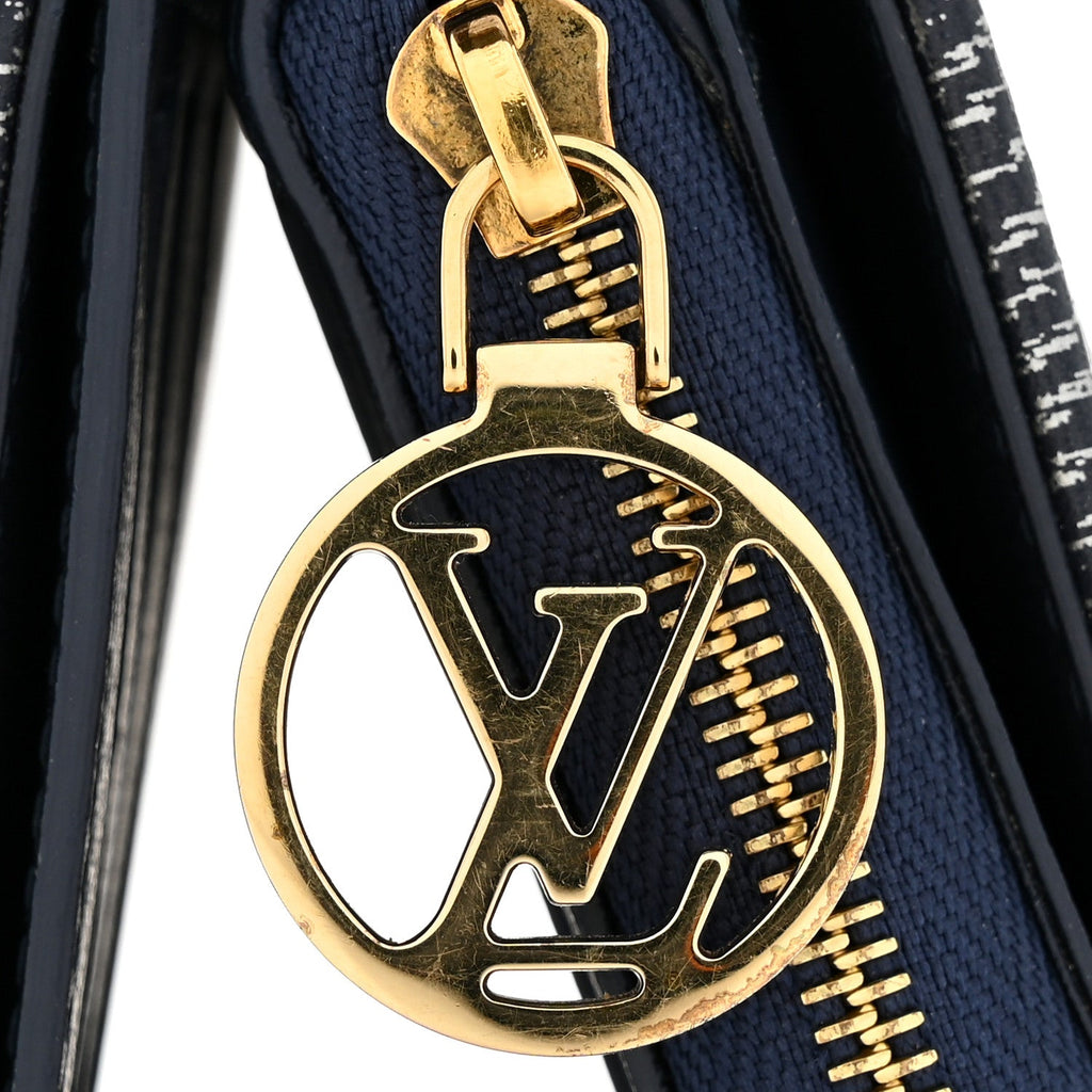 Louis Vuitton Denim Effect Lambskin Embossed Monogram Lou Coussin Wallet Navy