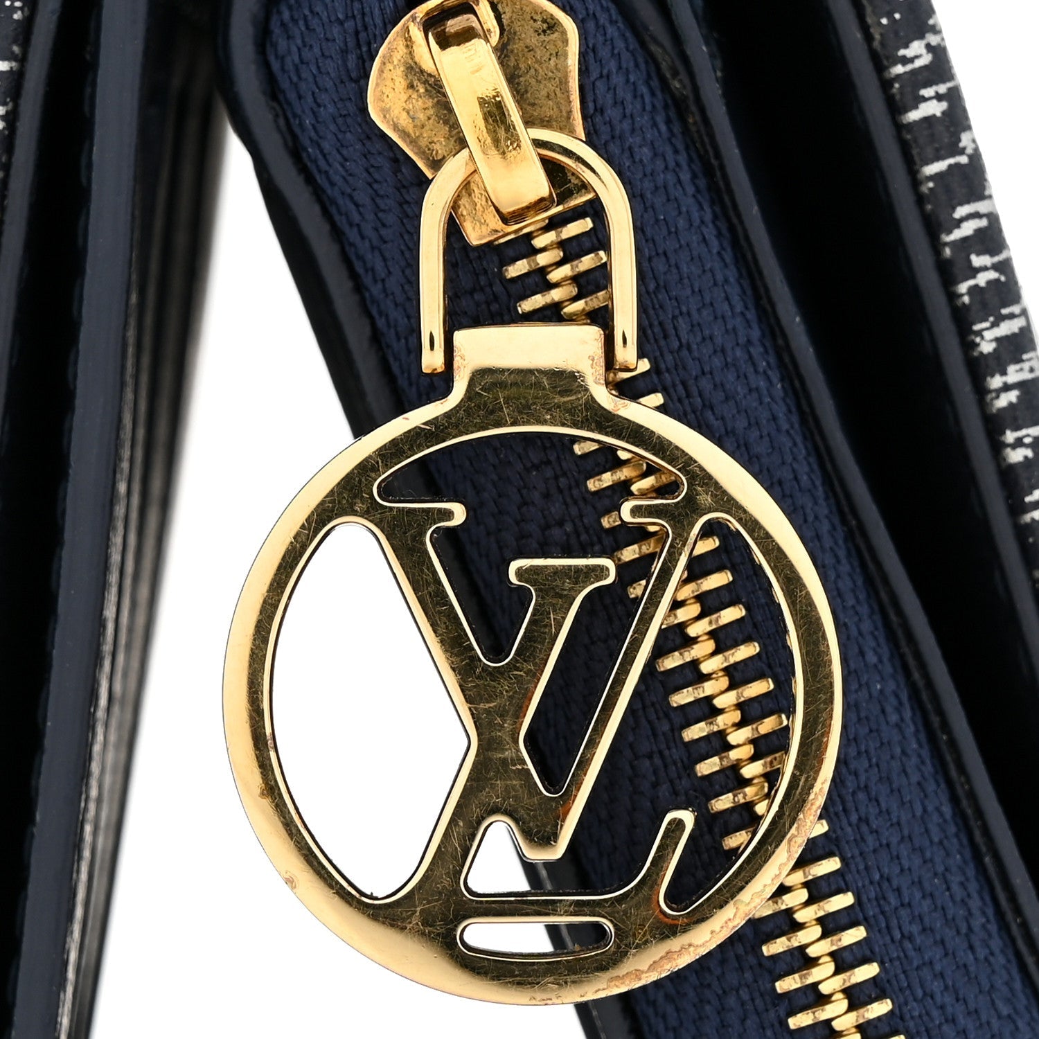 Louis Vuitton Denim Effect Lambskin Embossed Monogram Lou Coussin Wallet Navy
