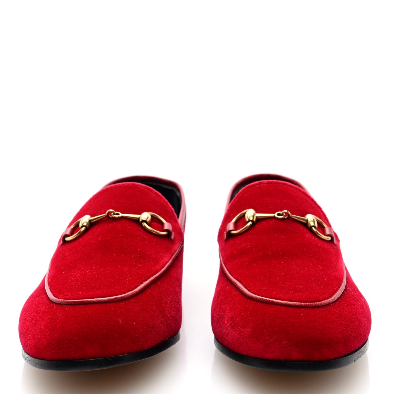 Gucci Velvet Horsebit Womens Jordaan Loafers 37 Hibiscus Red