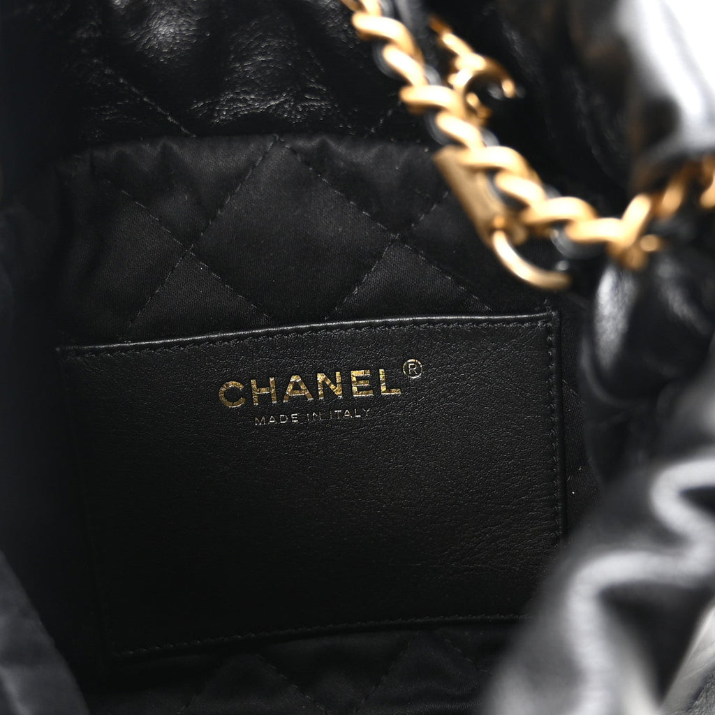 Chanel Shiny Calfskin Quilted Mini Chanel 22 Black