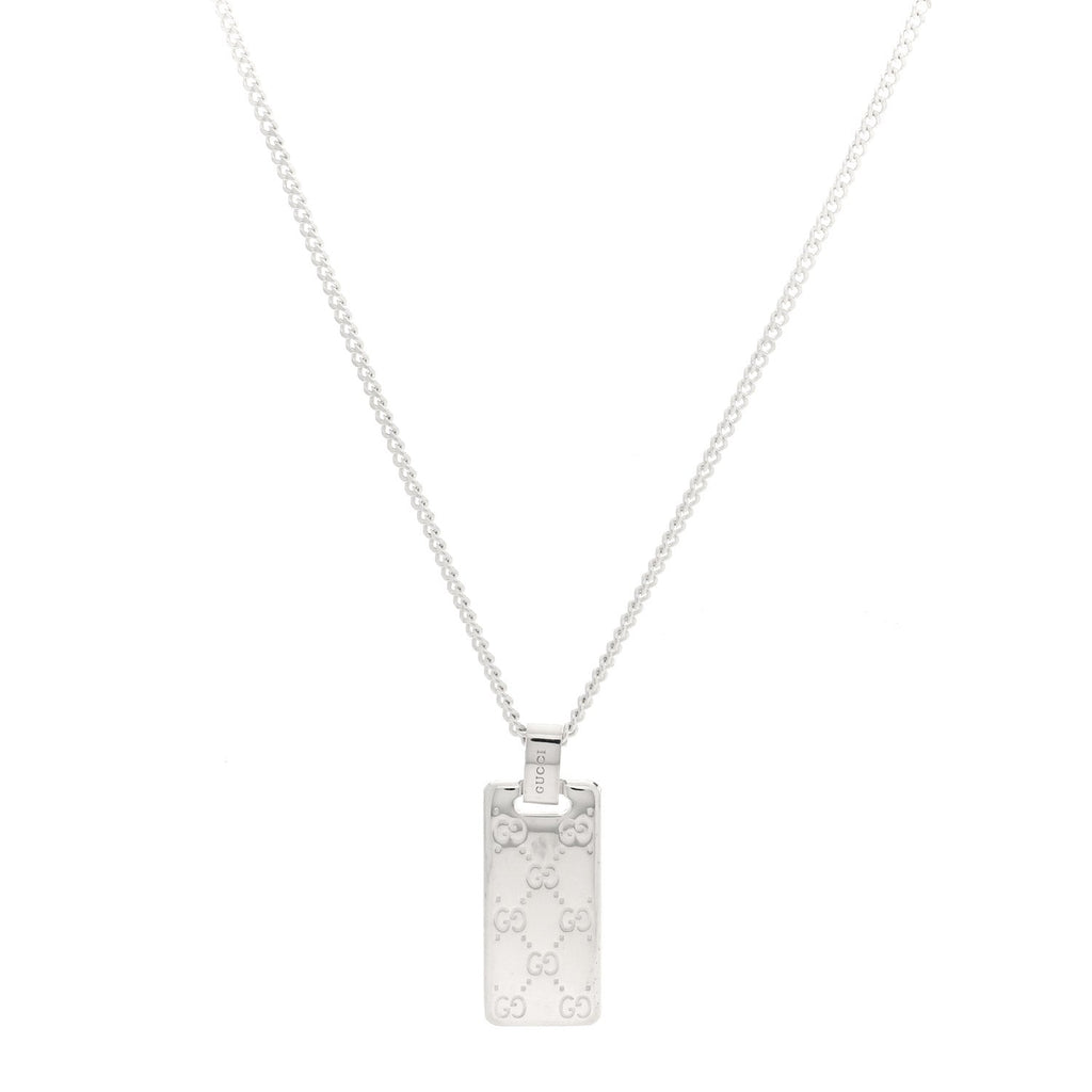 Gucci Sterling Silver Signature Tag Pendant Necklace