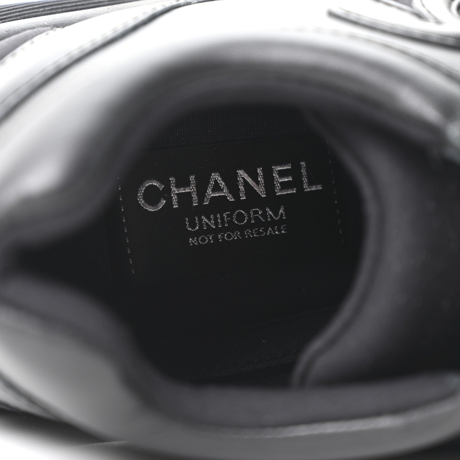Lambskin Fabric CC Uniform Sneakers 38.5 Black