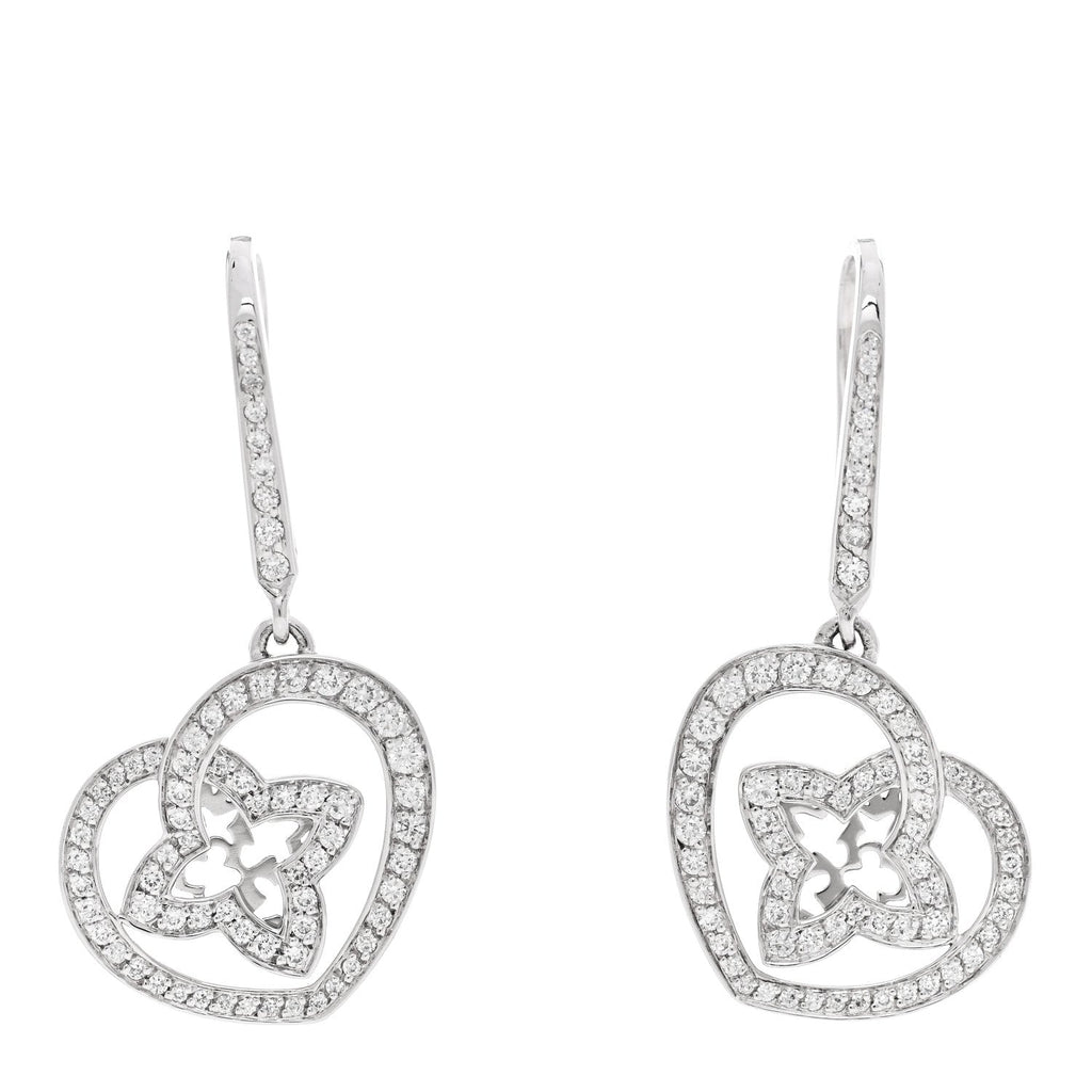 Louis Vuitton 18K White Gold Diamond Small Coeur Heart Drop Earrings