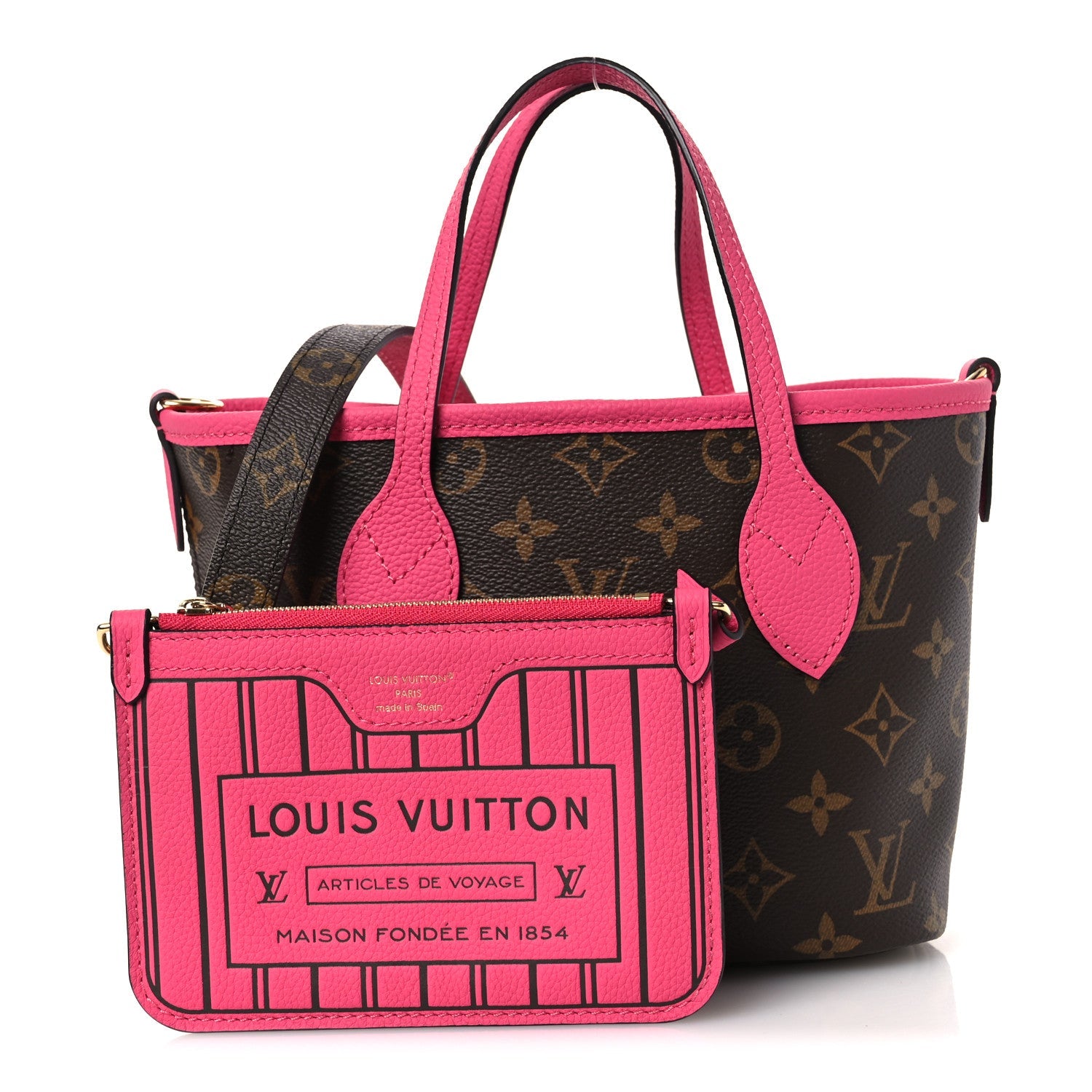 Louis Vuitton Monogram Neverfull Inside Out Bandouliere BB Rose Pondichery