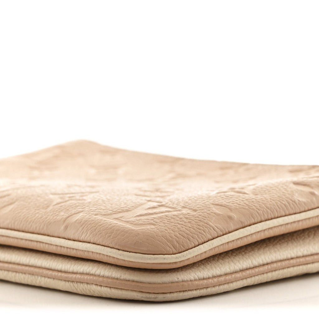 Louis Vuitton Empreinte Double Zip Pochette Beige Rose Creme