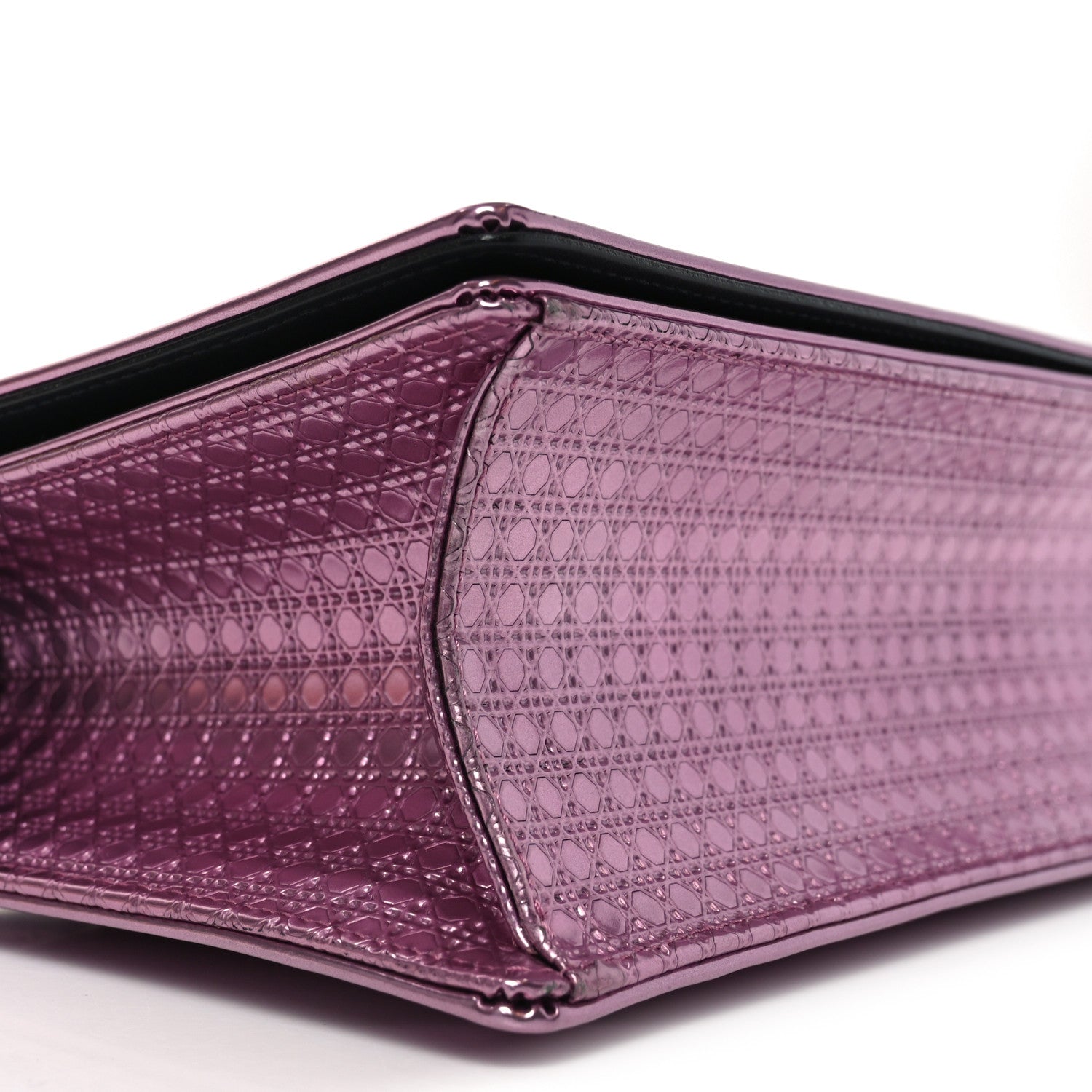 Christian Dior Metallic Patent Micro-Cannage Medium Diorama Flap Bag Pink