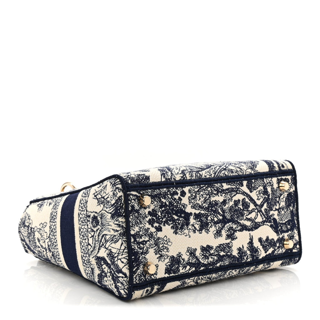Christian Dior Toile De Jouy Embroidered Medium Lady D-Lite Blue