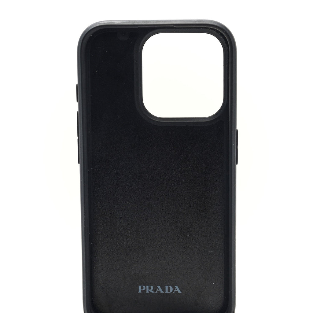 Prada Saffiano iPhone 15 Pro Case With Strap Black