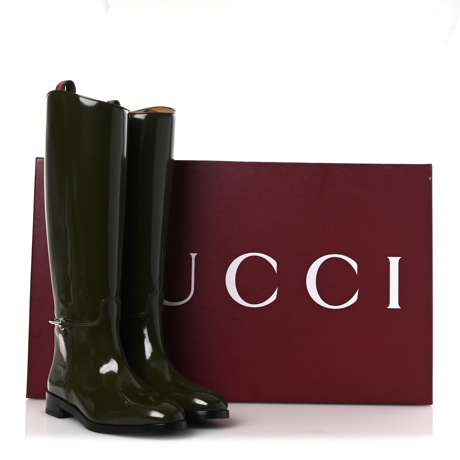 Gucci Brushed Calfskin Michelangelo Slim Horsebit Riding Boots 39 Luscious Green