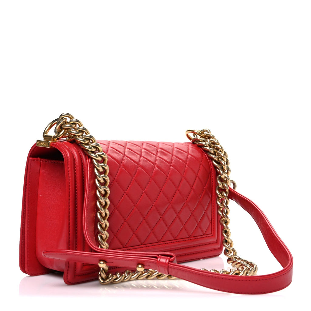 Chanel Lambskin Quilted Medium Boy Flap Red