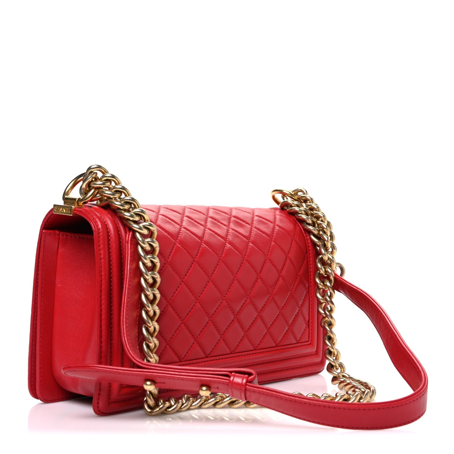 Chanel Lambskin Quilted Medium Boy Flap Red
